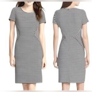 Hugo Boss Hattina Black & Off White Stripe Short Sleeve BodyCon Dress 4 EUC